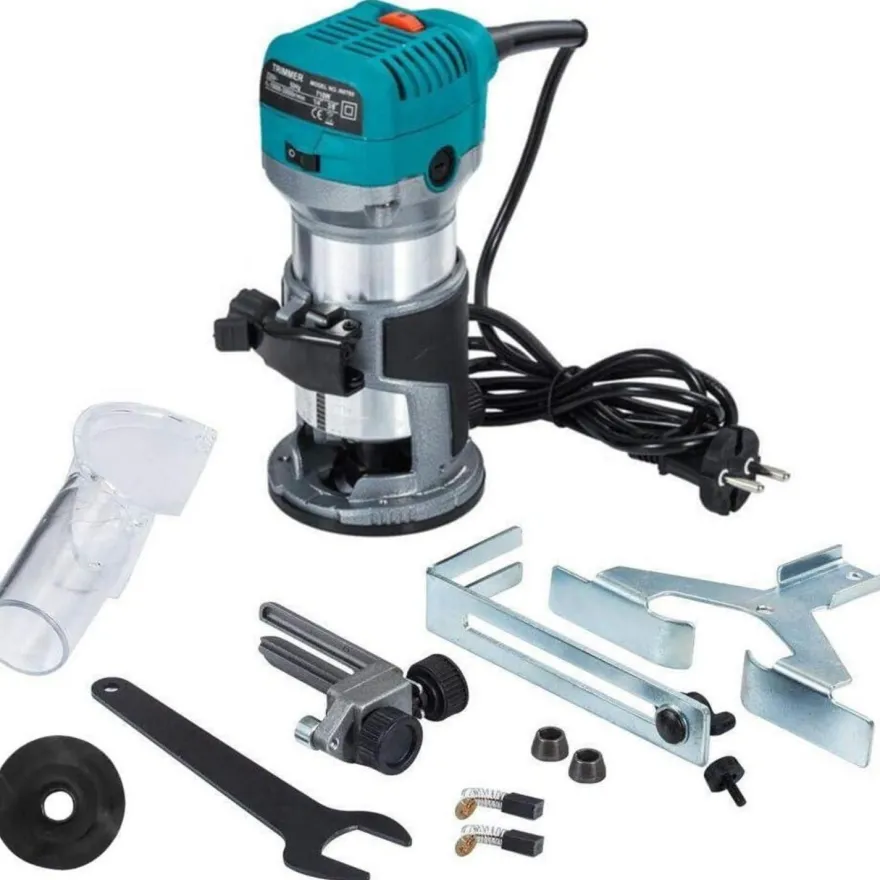 Anesty Oberfräse Trimmer 710W mit 15-tlg. Hartmetall Fräser Set, Kantenfräse