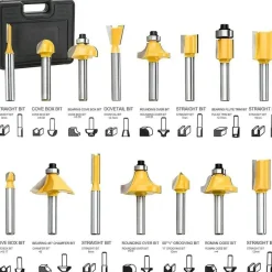 Anesty Oberfräse Trimmer 710W mit 15-tlg. Hartmetall Fräser Set, Kantenfräse