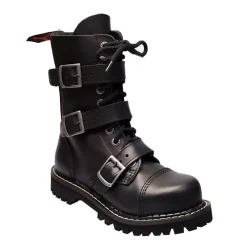 Angry Itch 10-Loch 3-Buckle Gothic Punk Army Ranger Lederstiefel