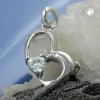 Anhänger 16x14mm Herz mit Delfin und Zirkonias glänzend Silber 925