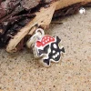Anhänger 8x9mm Totenkopf rot-schwarz lackiert Silber 925