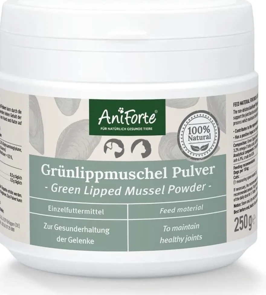 AniForte Grünlippmuschel-Pulver Hund &Katze Grünlippextrakt vollwertig