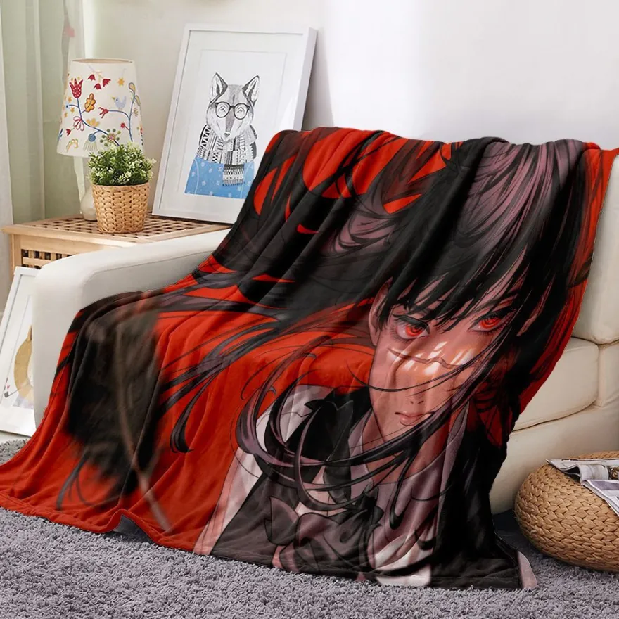 Anime Chainsaw Man Denji Makima Flannel Fleece Blanket Power Reze Decke Nap Quilt