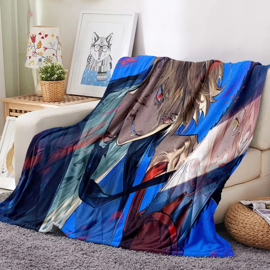 Anime Chainsaw Man Denji Makima Flannel Fleece Blanket Power Reze Decke Nap Quilt