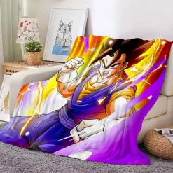 Anime Dragon Ball Flannel Fleece Blanket Son Goku Vegeta Decke Sofa Quilt 130x150cm