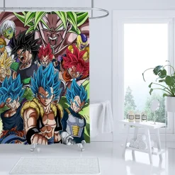Anime Dragon Ball Z Duschvorhänge Goku Vegeta Badezimmer Shower Curtain mit 12 Ringen