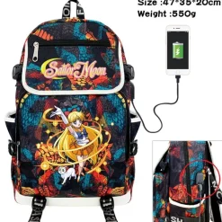 Anime Sailor Moon USB Rucksack Tsukino Damen Reise Backpack Schultaceh 47x35x20
