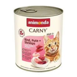 Animonda Carny Adult – Nassfutter für Katzen mit Rind, Pute und Garnelen, 6 × 800 g