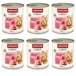 Animonda Carny Adult – Nassfutter für Katzen mit Rind, Pute und Garnelen, 6 × 800 g