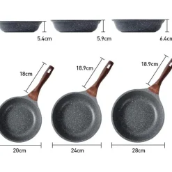 Antihaft Induktionspfanne 28cm Granit Beschichtung Holzgriff