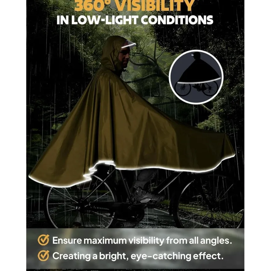 ANYOO Wasserdichter Fahrrad-Regenponcho - Leicht, kompakt und wiederverwendbar