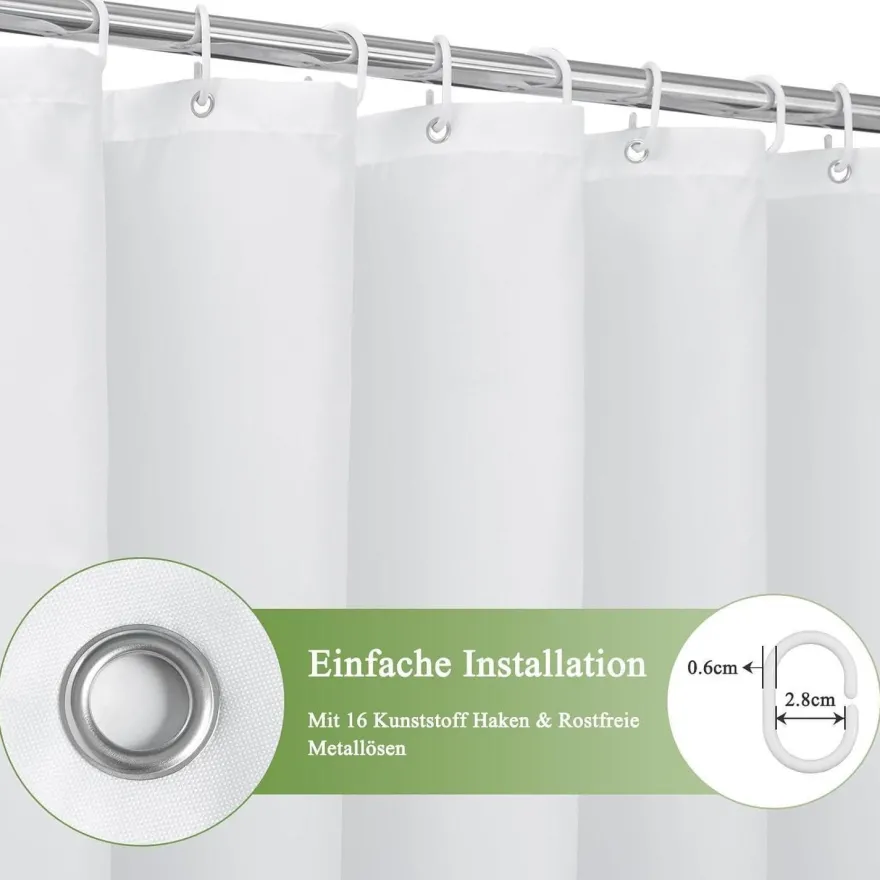 AooHome Duschvorhang 240x200cm Textil Grau, Farbverlauf, Wasserdicht, Waschbar