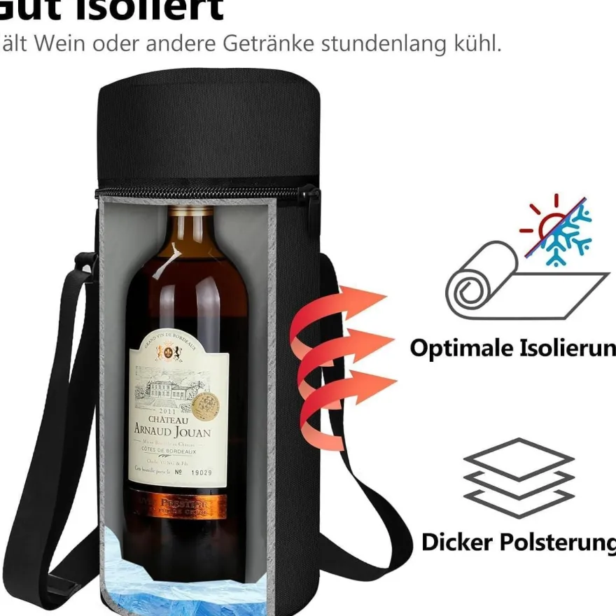 Aosbos Große Kühltasche für 1,5L Weinflasche, Champagner Flaschenhalter mit