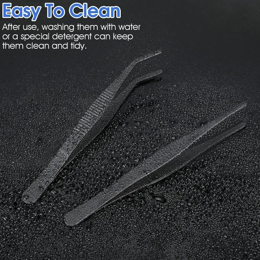 AOZUO Gebogene und Gerade Pinzetten Set 14cm Edelstahl Rutschfest