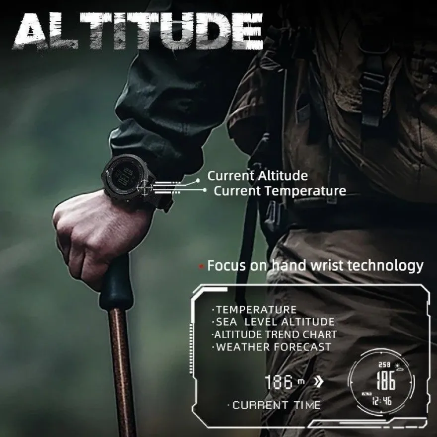 APACHE-46 Men´s Digital Sports Watch - Altimeter, Barometer, Compass, WR50M