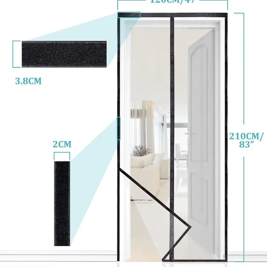 Apalus Prime Fliegengitter Tür für Balkontüren, 120x210cm, Schwarz - Stärkere