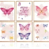 Aquarell Schmetterling Wandbilder Motivationszitate Dekor 20x25 cm 6er Set