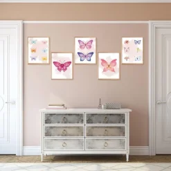 Aquarell Schmetterling Wandbilder Motivationszitate Dekor 20x25 cm 6er Set