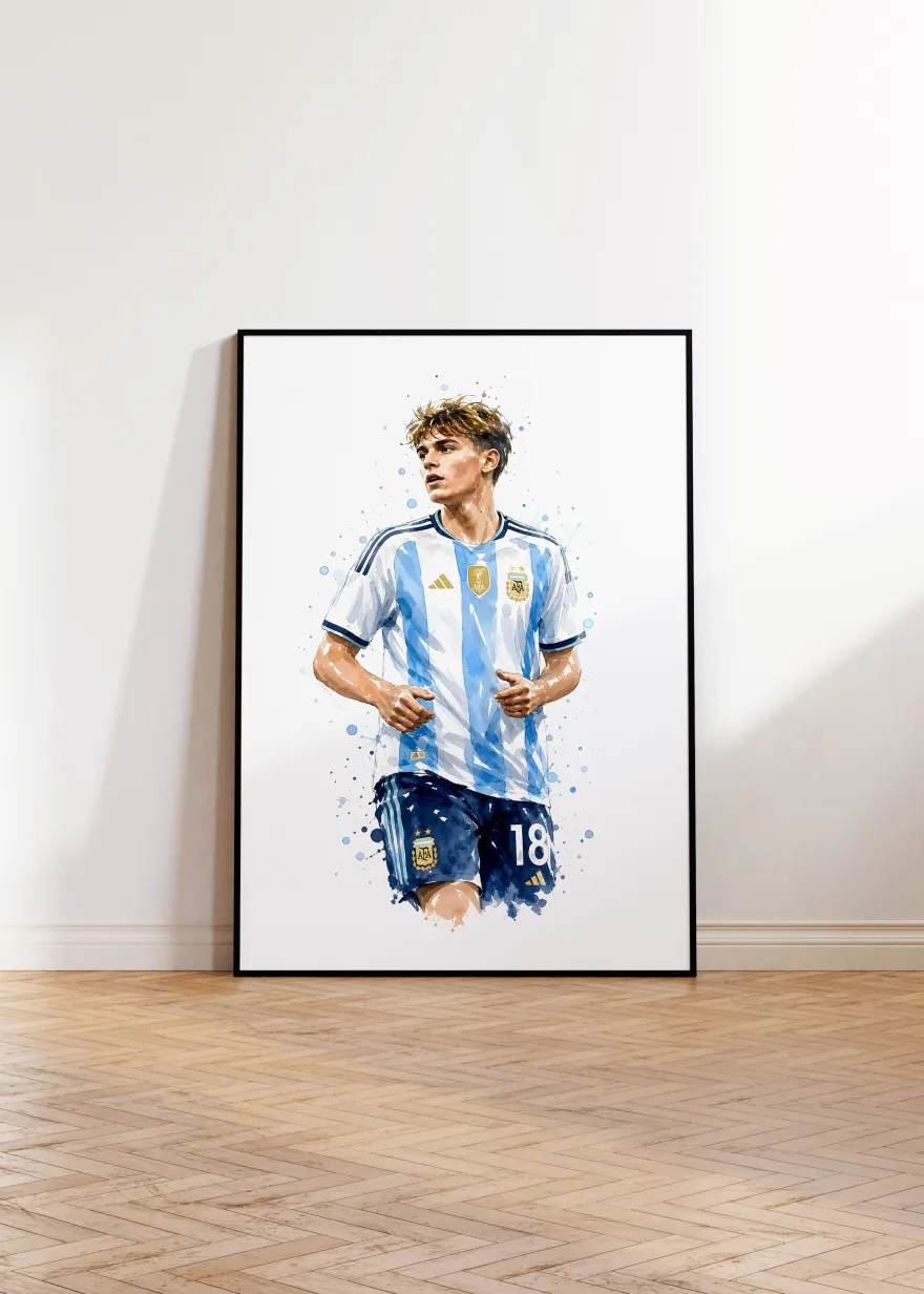 Argentinien Fußball Poster · Geschenkidee · Aquarell Sport Wandbild · Deko Pr
