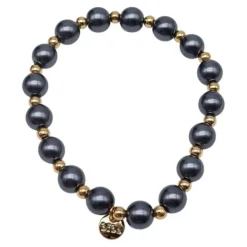 Armband elastisch Anthrazitgrau mit Goldfarben in 2 Größen