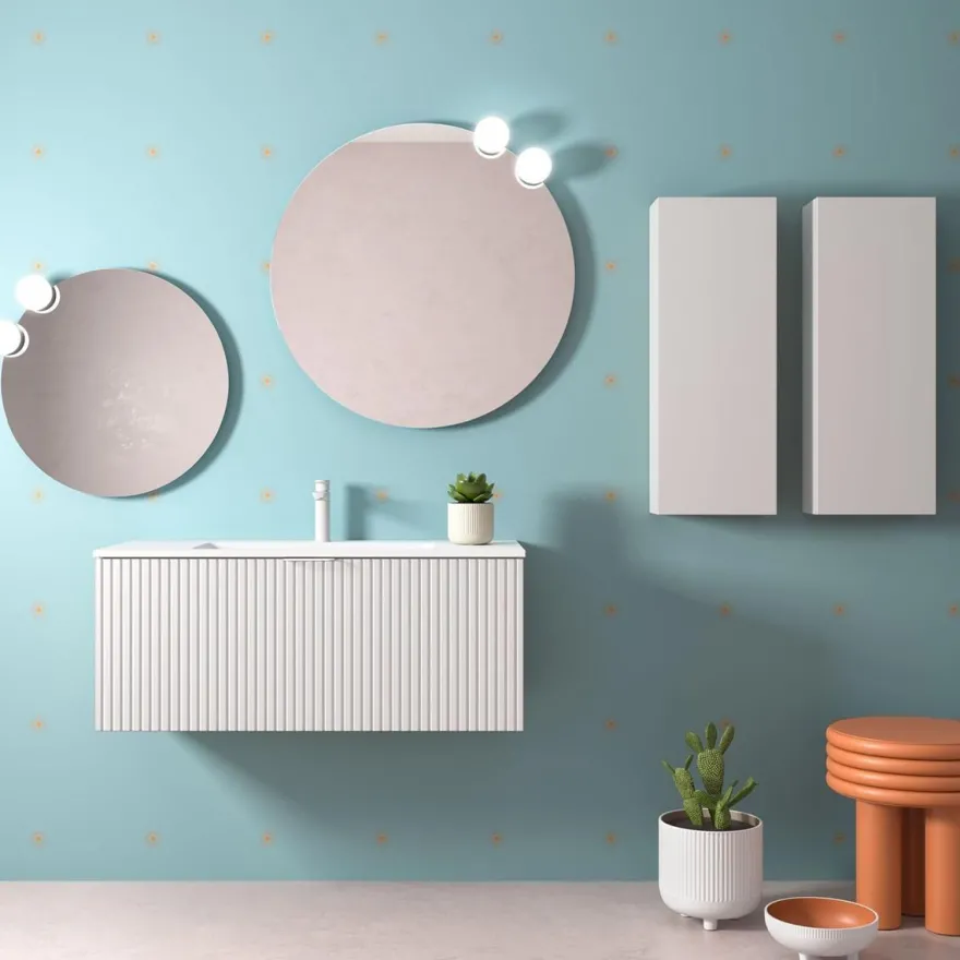 Armoire murale BIBA 1000 1 tiroir métal et tiroir caché WHITE COTTON 997 x 405 x 450