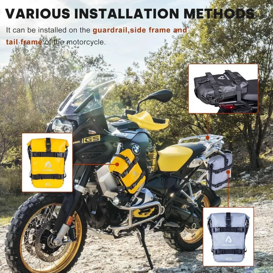 Armourain Motorrad Sturzbügel Seitentasche 6L TPU Wasserdicht mit Schultergurt