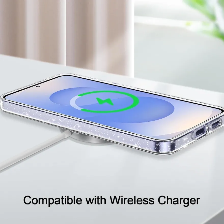 AROYI 3-in-1 Klar Glitzer Hülle für Samsung Galaxy S25 FE 5G mit 2 HD