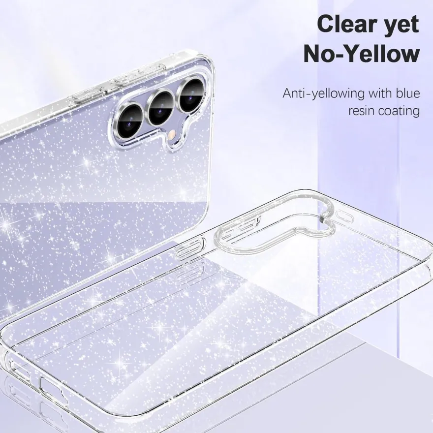 AROYI 3-in-1 Klar Glitzer Hülle für Samsung Galaxy S25 FE 5G mit 2 HD