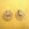 Art Deco filigrane Ohrclips filigran goldglitzernd funkelnder Strass Clips Z p