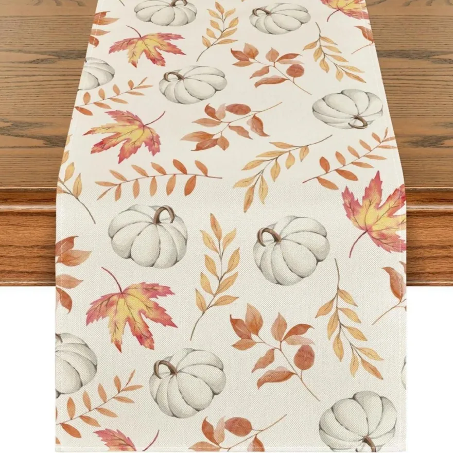 Artoid Mode Orange Kürbis Blätter Herbst Tischläufer 40x180 cm Party Dekor