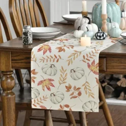 Artoid Mode Orange Kürbis Blätter Herbst Tischläufer 40x180 cm Party Dekor