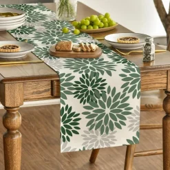 Artoid Mode Tischläufer Blumen Wald Grün Dahlien Sommer 40x140 cm