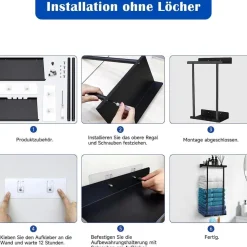 Asdsed Handtuchhalter ohne Bohren, ausziehbar mit Ablage, selbstklebend für das