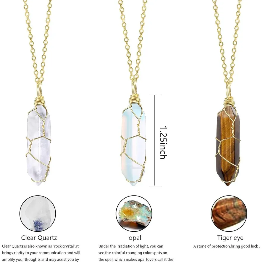 ASH'S CHOICE 21 Stücke Heilkristall Set mit Anhänger Halsketten für Damen und