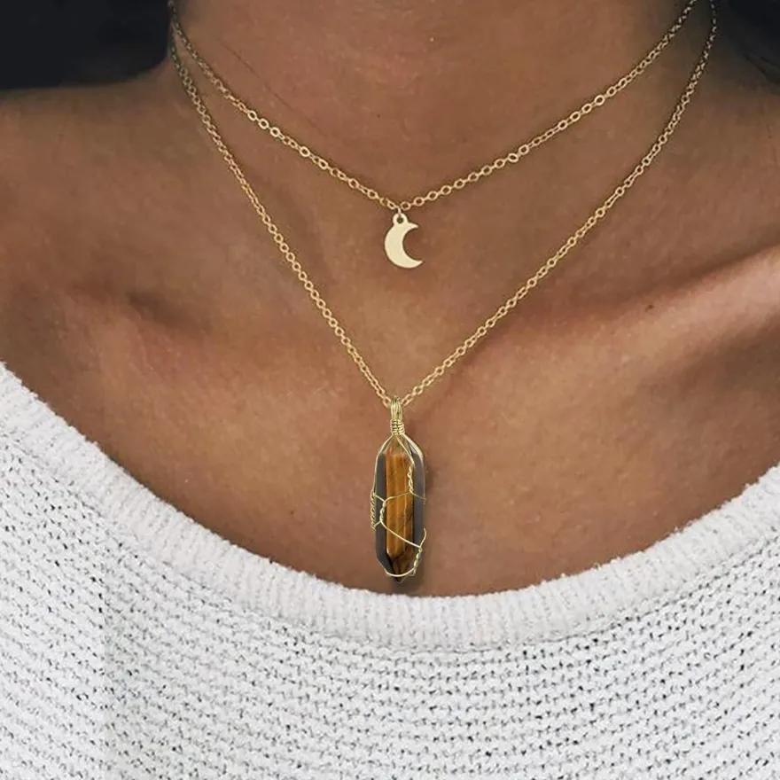 ASH'S CHOICE 21 Stücke Heilkristall Set mit Anhänger Halsketten für Damen und