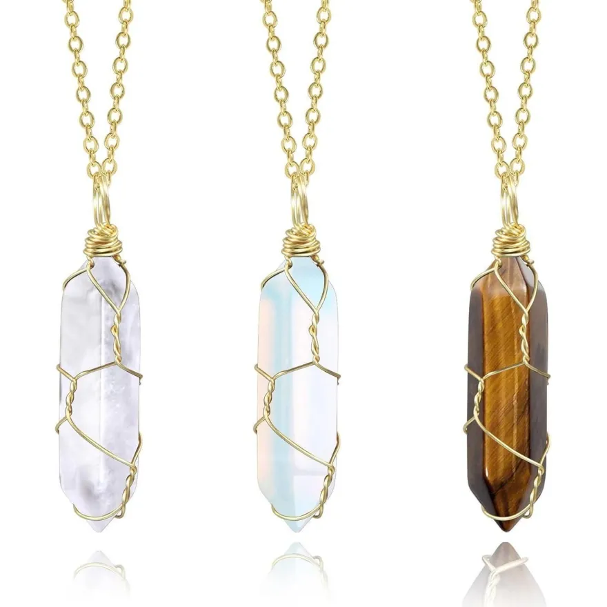 ASH'S CHOICE 21 Stücke Heilkristall Set mit Anhänger Halsketten für Damen und
