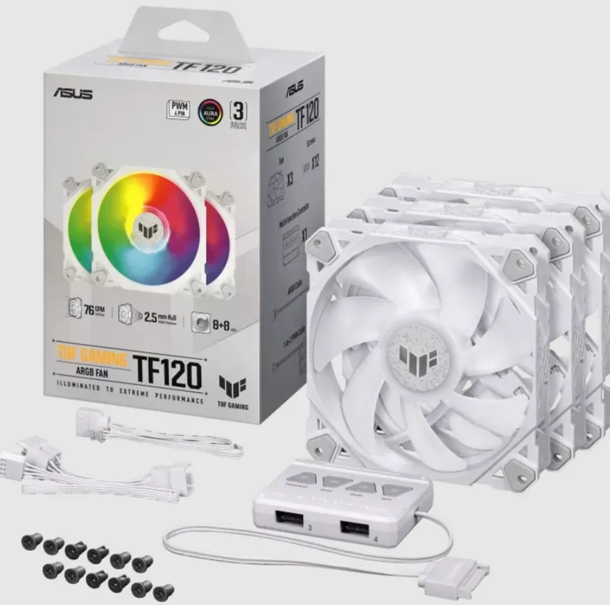 ASUS TUF Gaming TF120 ARGB - White Edition - Gehäuselüfter - 120 mm - weiß (Packung m