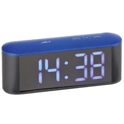 Atlanta Wecker mit LED-Anzeige Anthrazit / Blau 1133/5