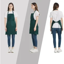 atopo 4x Wasserdichte Kochschürze Schwarz mit 2 Taschen und verstellbarem