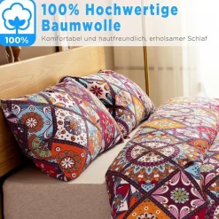 ATsense Renforcé Bettwäsche 200x200 cm, 3-teilig, Baumwolle, Bunt, ÖkoTex