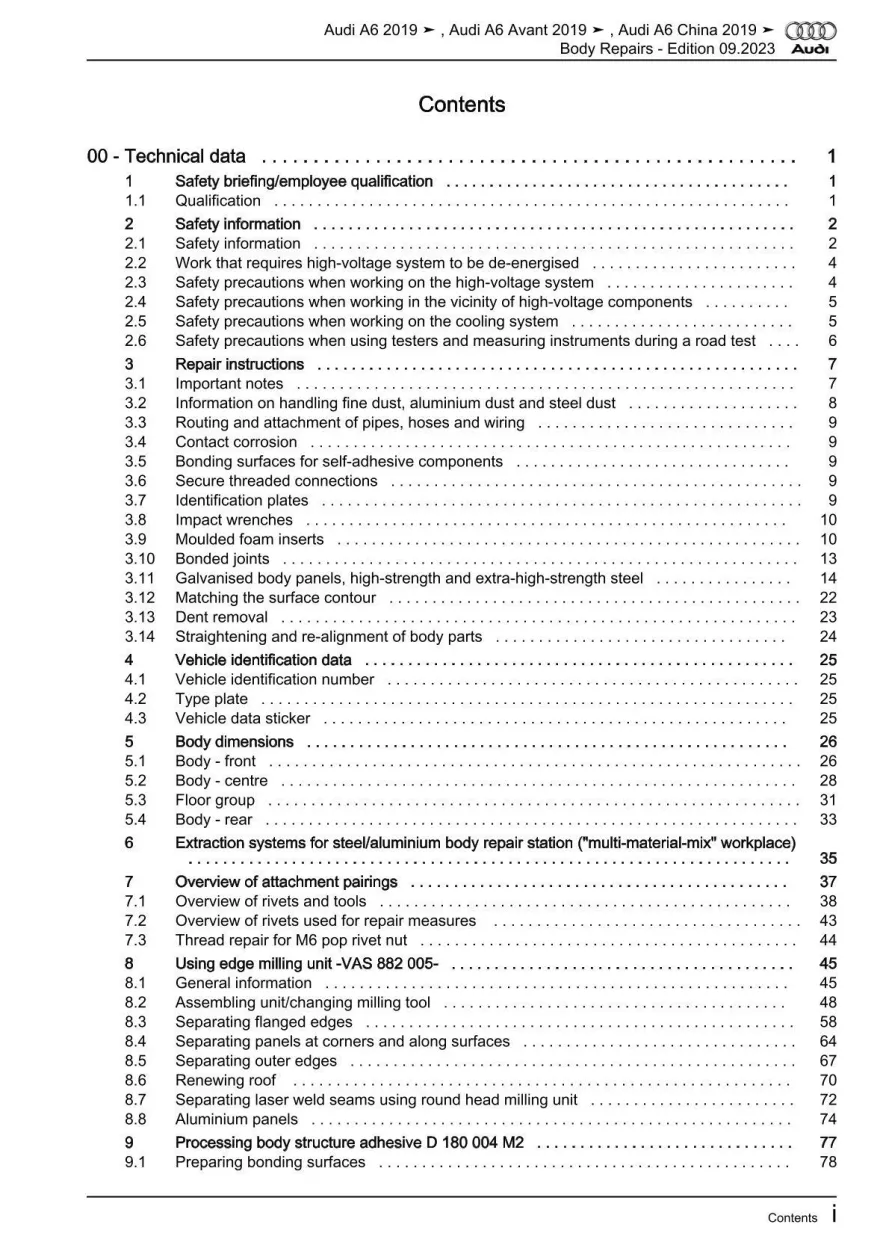Audi A6 type 4K 2018-2023 body repairs workshop manual eBook pdf