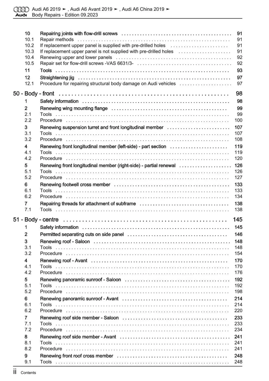 Audi A6 type 4K 2018-2023 body repairs workshop manual eBook pdf