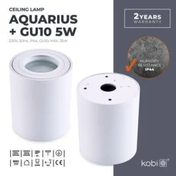 Aufbauspot Aquarius Deckenleuchte RUNDE Form Farbe WEIß Aluminium IP44