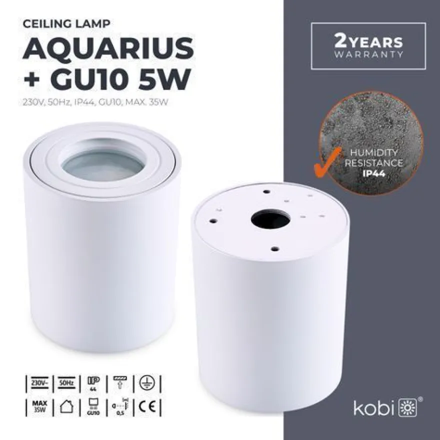 Aufbauspot Aquarius Deckenleuchte RUNDE Form Farbe WEIß Aluminium IP44