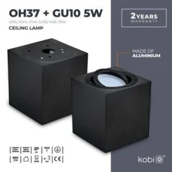 Aufbauspot OH37 Deckenleuchte Rechteck Farbe Schwarz Deckenstrahler Aluminium IP20