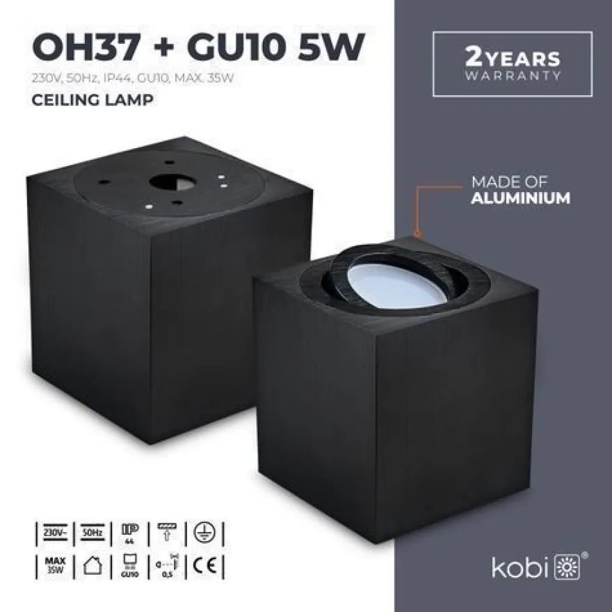 Aufbauspot OH37 Deckenleuchte Rechteck Farbe Schwarz Deckenstrahler Aluminium IP20