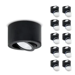 Aufbauspot OH36 Deckenleuchte RUND Farbe Schwarz Deckenstrahler Aluminium IP20 LED