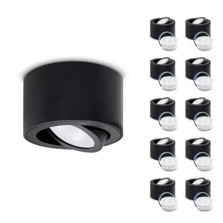 Aufbauspot OH36 Deckenleuchte RUND Farbe Schwarz Deckenstrahler Aluminium IP20 LED