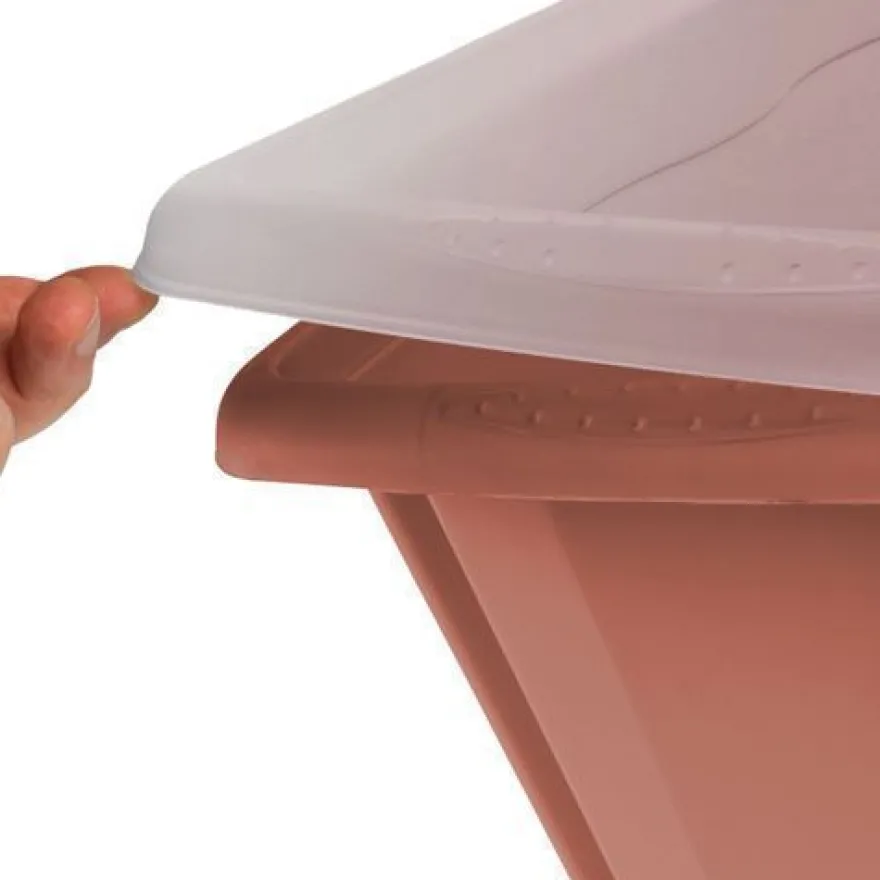 Aufbewahrungsbox Deckel Kunststoffbox Stapelbar keeeper 45L Organizer Box Rot