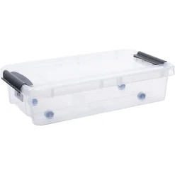 Aufbewahrungsbox mit Deckel und QR-Code Stapelbar Transparent 31L Unterbettbox
